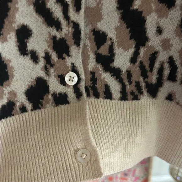 a new day Leopard Print Cardigan Sweater - Black and Cream - Picture 5 of 6